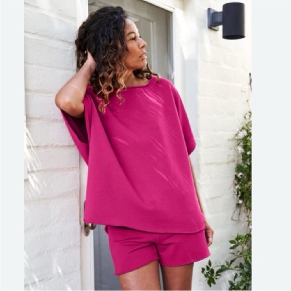 Frank & Eileen Pearl Favorite Sweatshorts in Triple Fleece Magenta Pink Size L